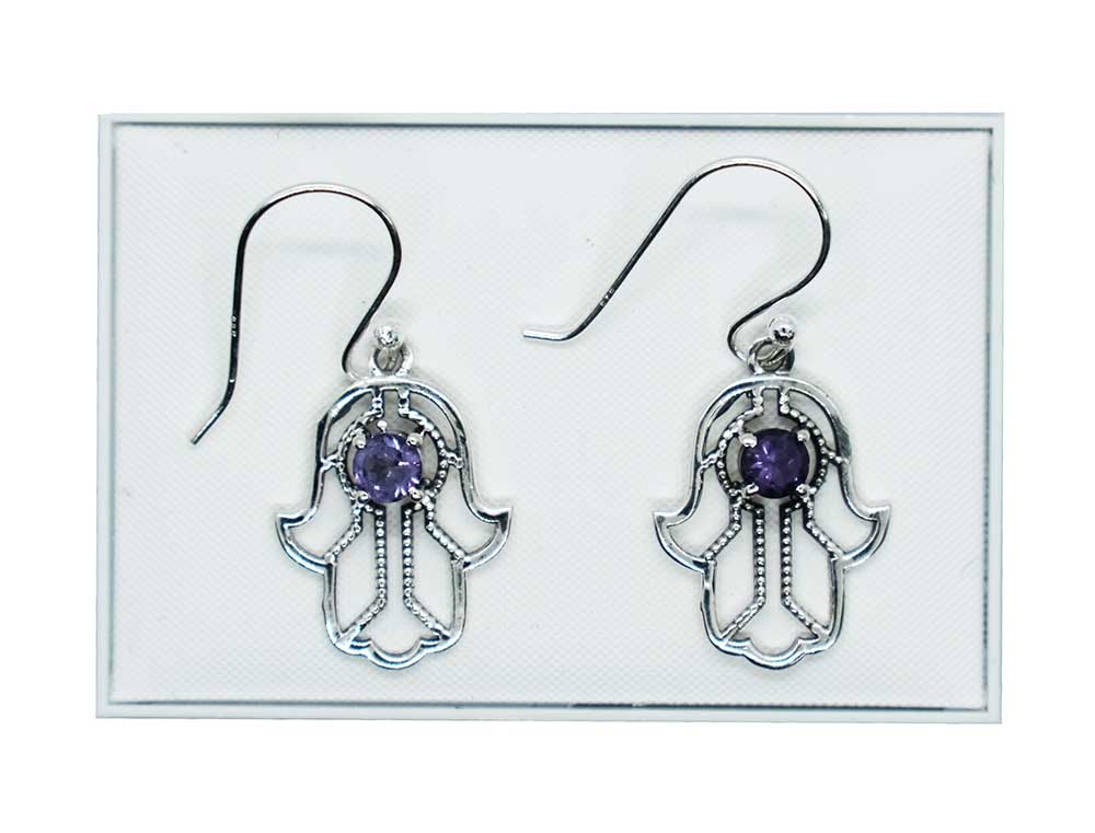 Silver Earring Fatima Amethyst