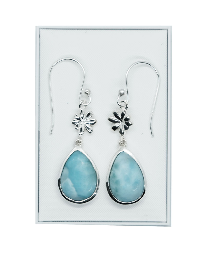 Silver Earring Teardrop Larimar