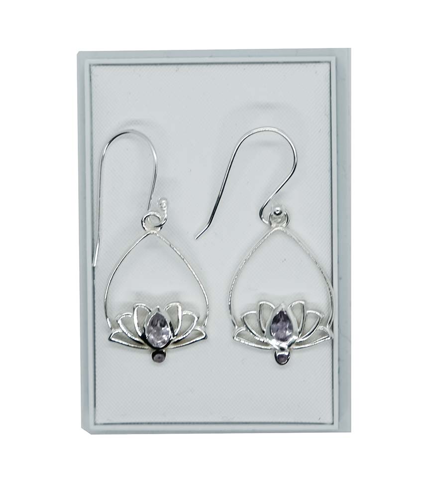 Silver Earring Lotus Amethyst