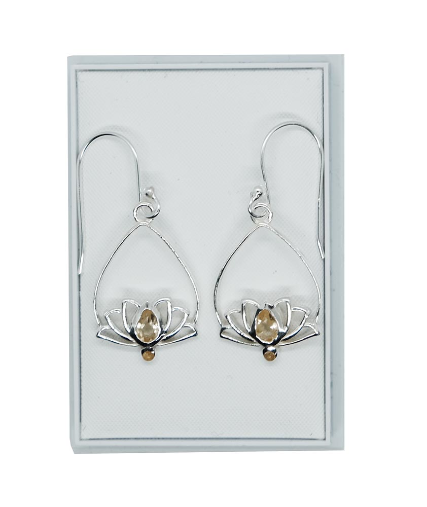 Silver Earring Lotus Citrine