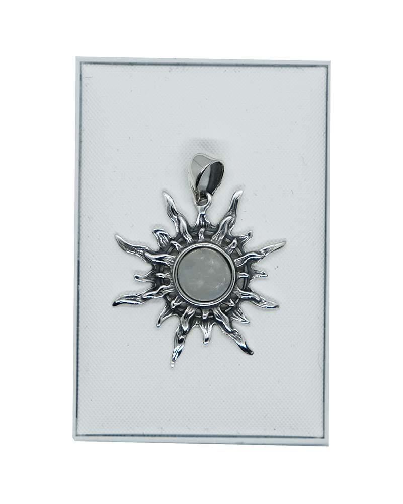 Silver Pendant Sun Moonstone