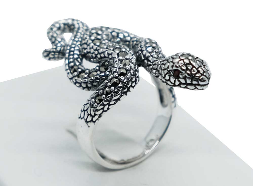 Silver Ring Marcasite Snake