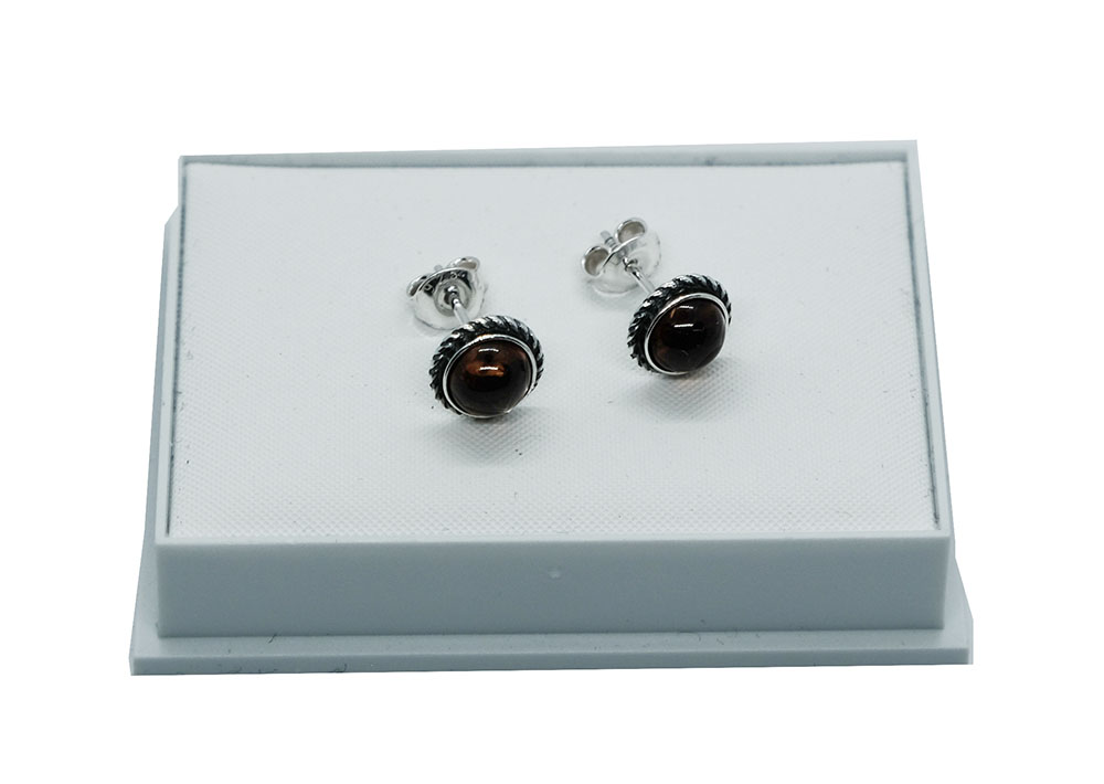 Silver Earring Amber Stud