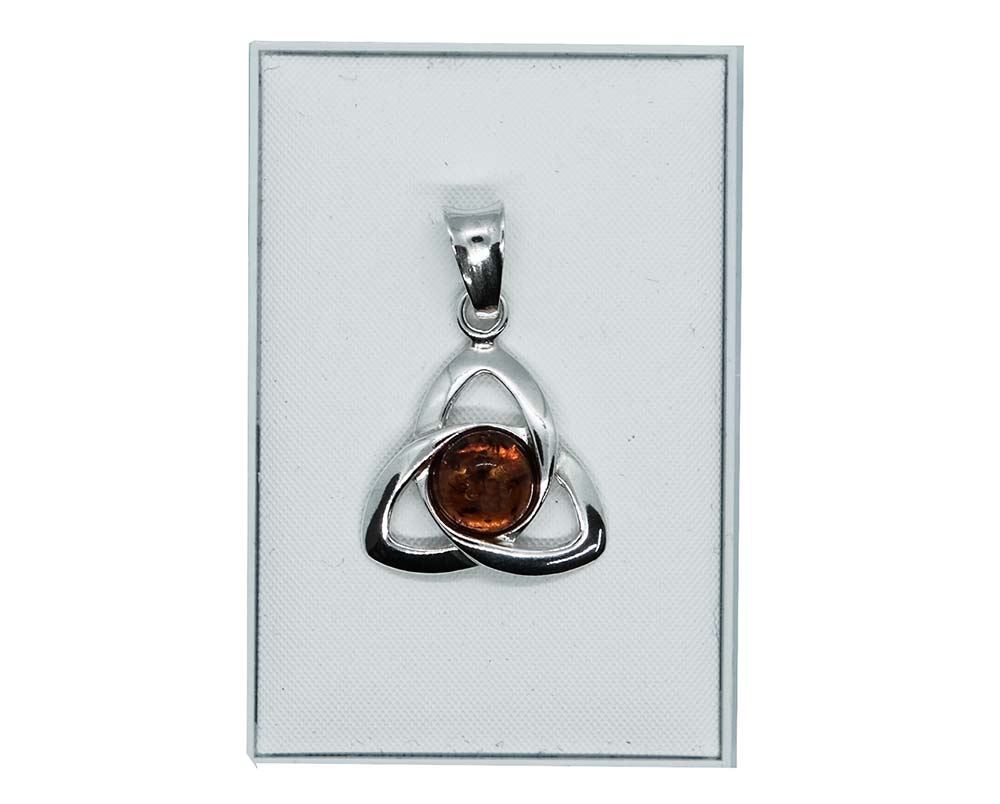 Silver Pendant Amber Celtic