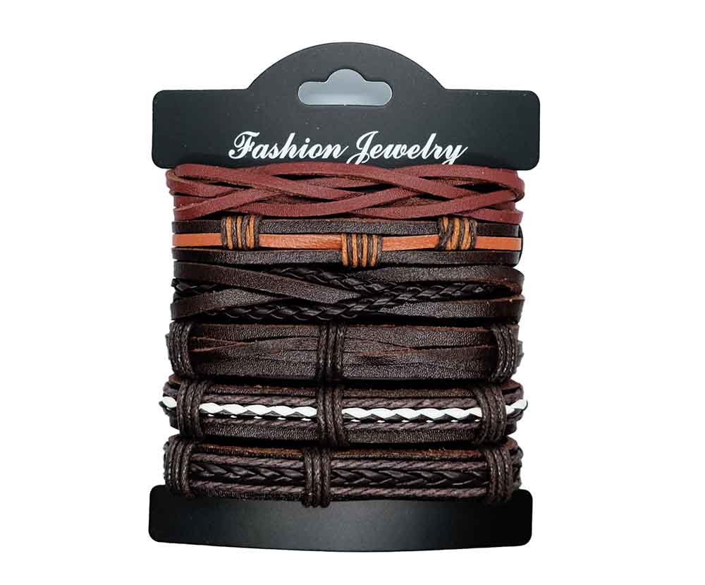Bracelet Set Leather Brown