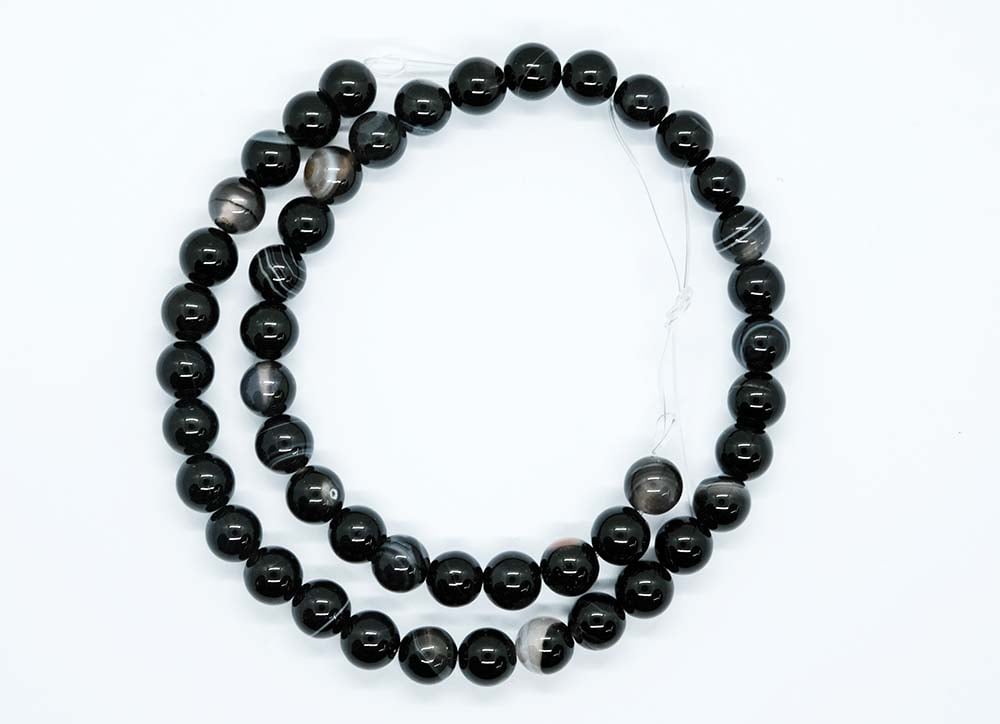 String Bead 8mm Agate Black