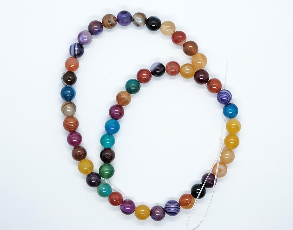 String Bead 8mm Agate Multi