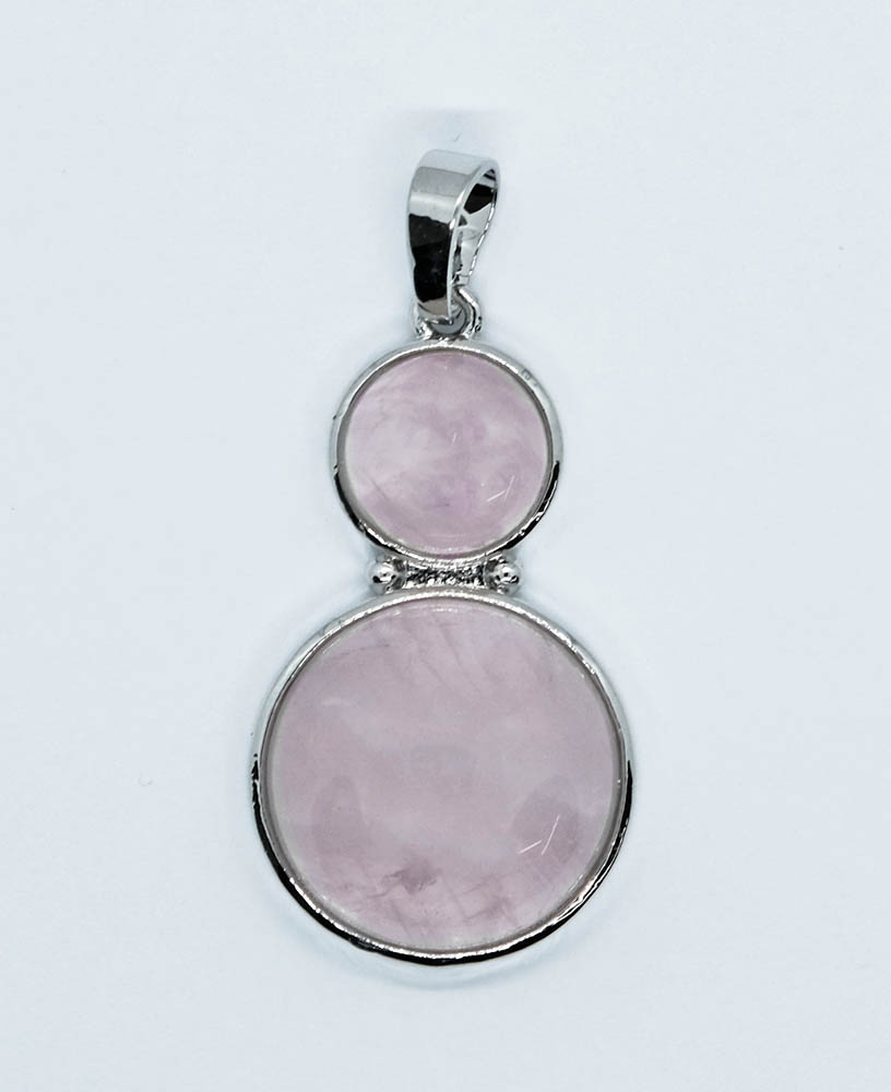 Pendant Two Rounds Rose Quartz
