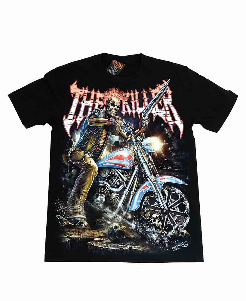T-Shirt Killer On Bike Glow In The Dark (Choose Size)