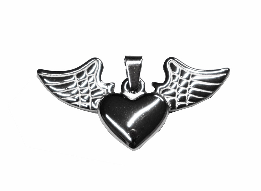 Pendant Steel Heart Wings