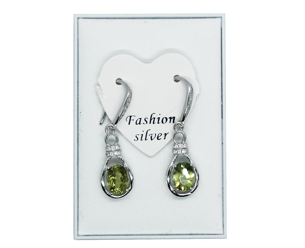 Silver Earrings Dangle Peridot