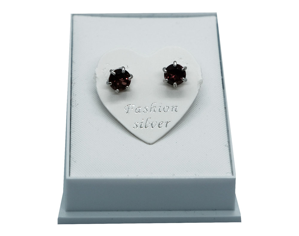 Silver Earrings Garnet