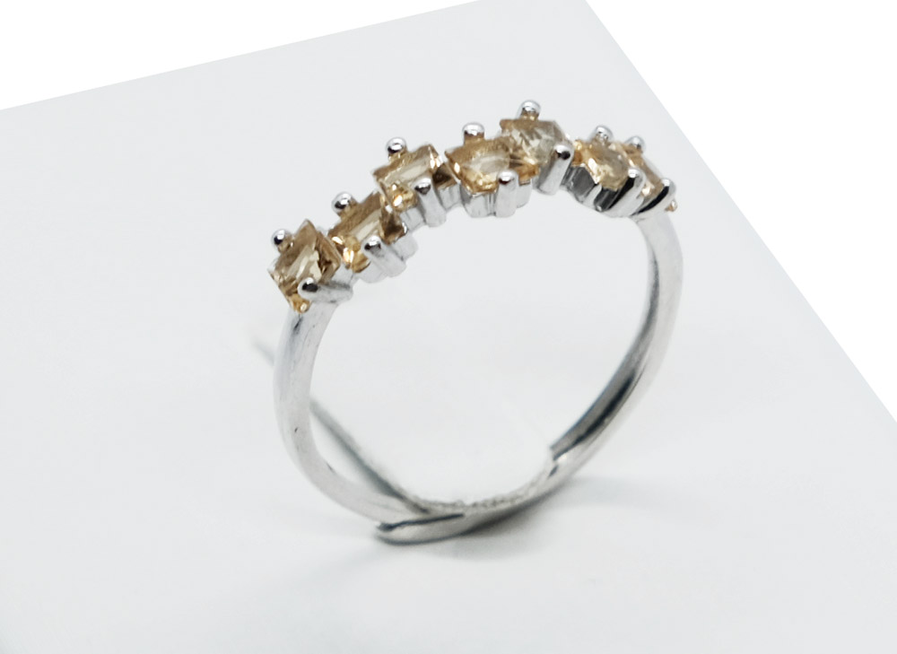 Silver Ring Citrine Adjustable