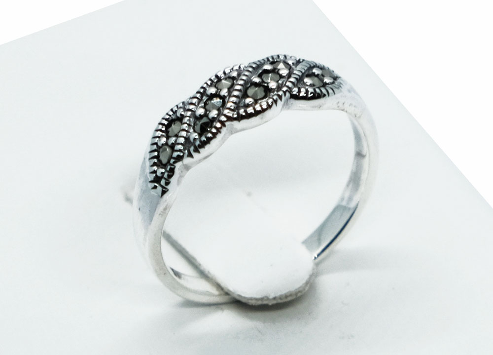Silver Ring Marcasite Wave