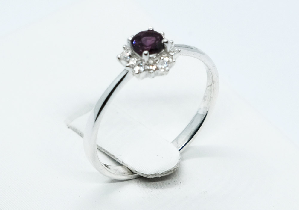 Silver Ring Rhodolite Flower