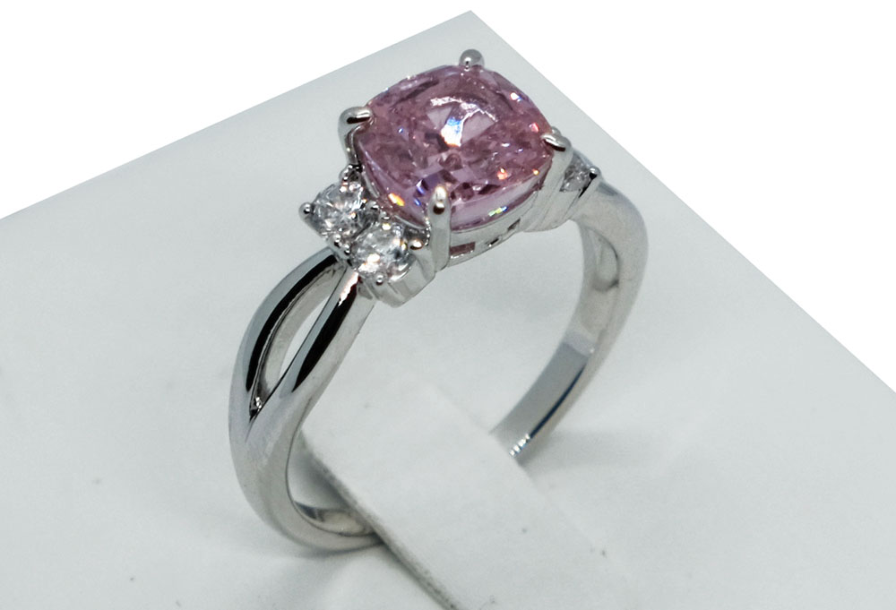 Fashion Ring Pink Square CZ