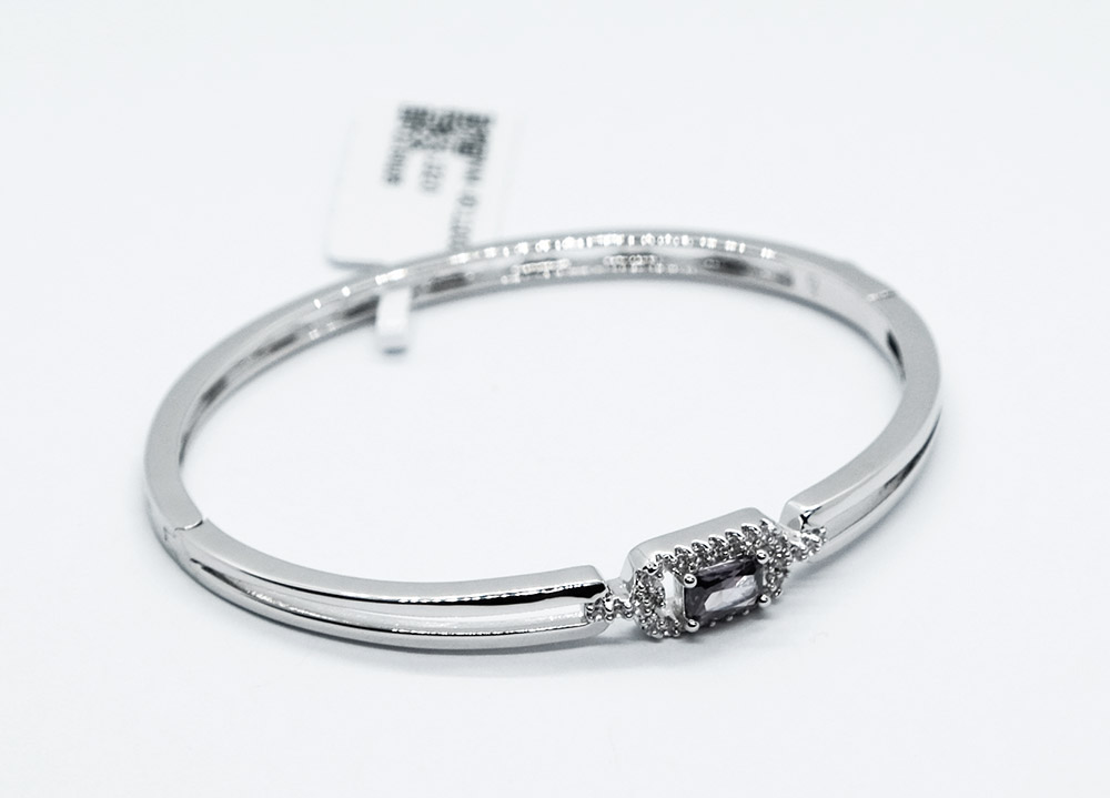 Fashion Bangle Rect Purple CZ