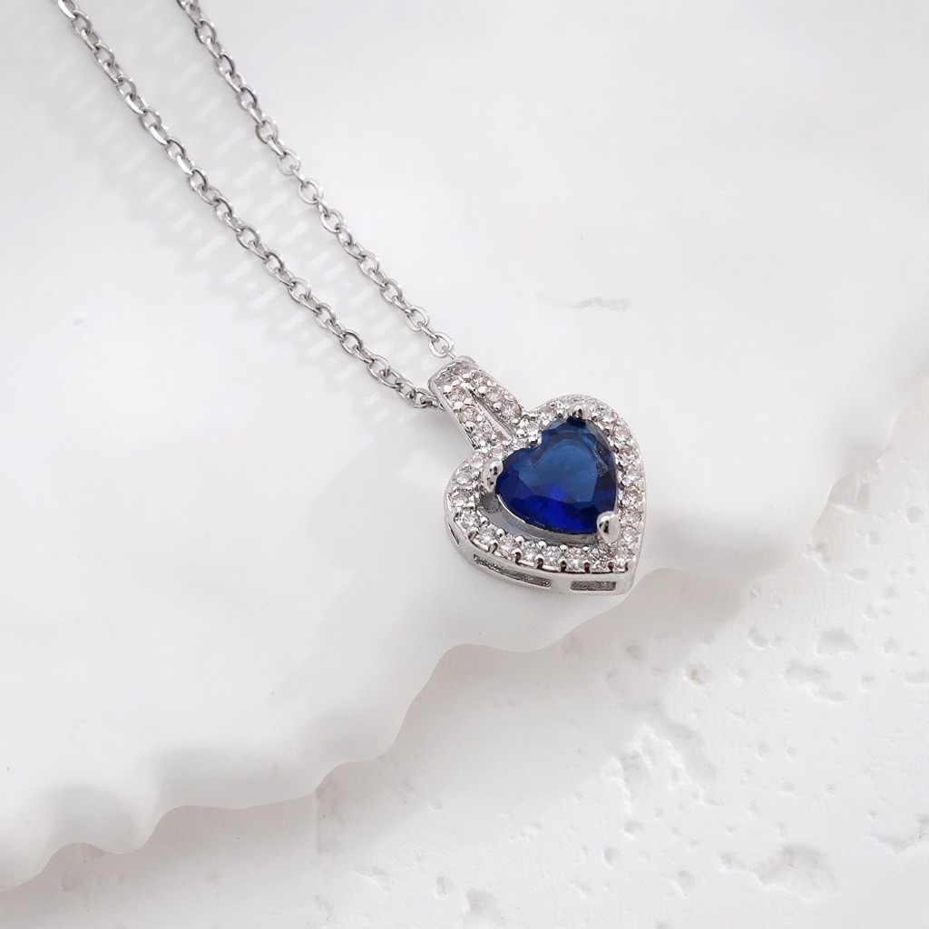 Necklace Heart With Blue Stone