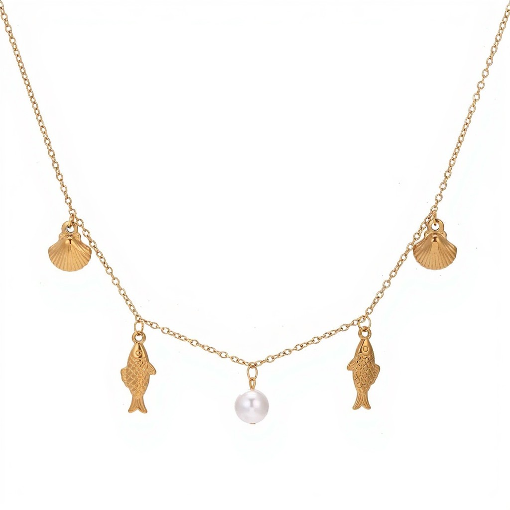 Necklace Shell Fish GoldPlated