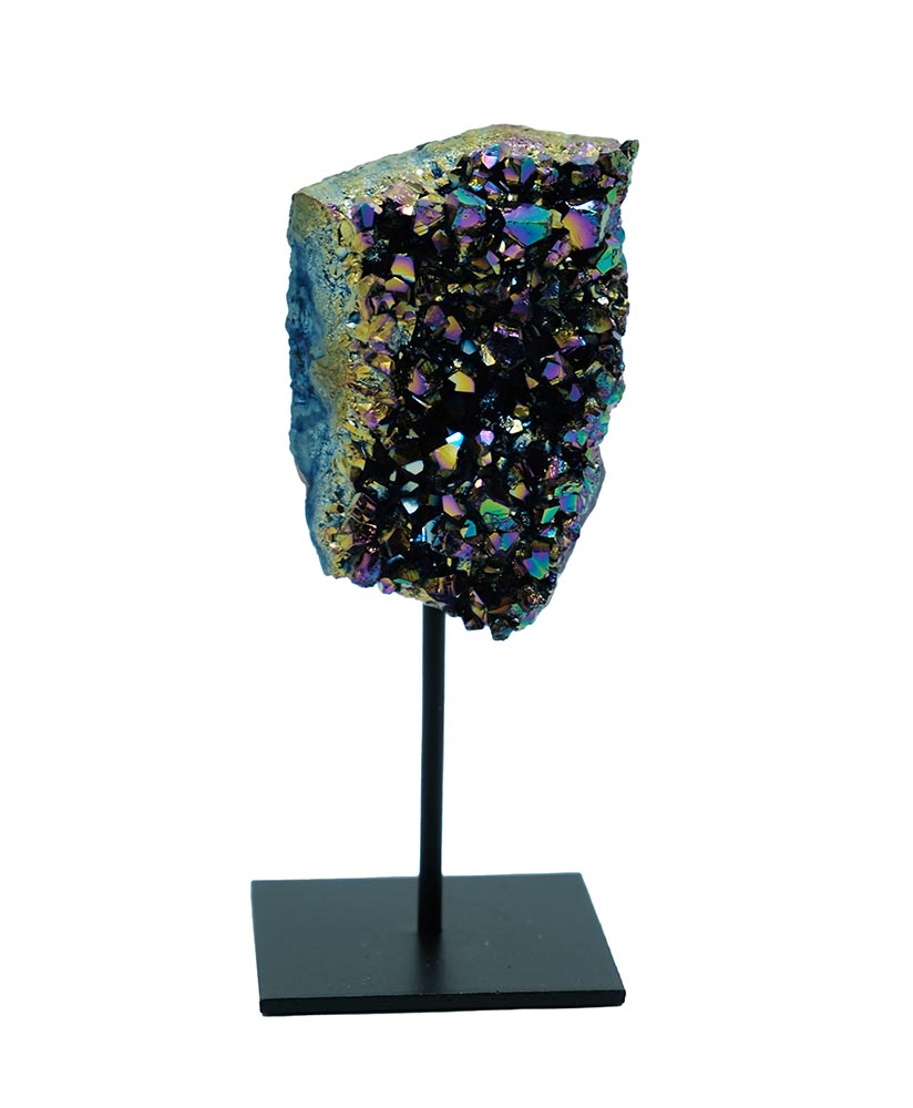 Titanium Aura Amethyst Druze on Stand