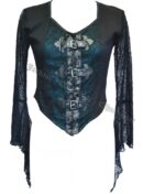 Dark Star Blouse Blk And Turq