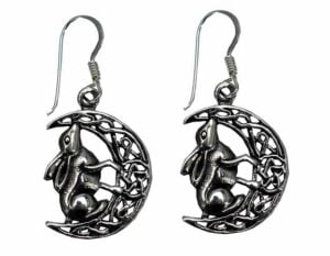 Silver Earring Hare On Moon Lisa Parker Licensed