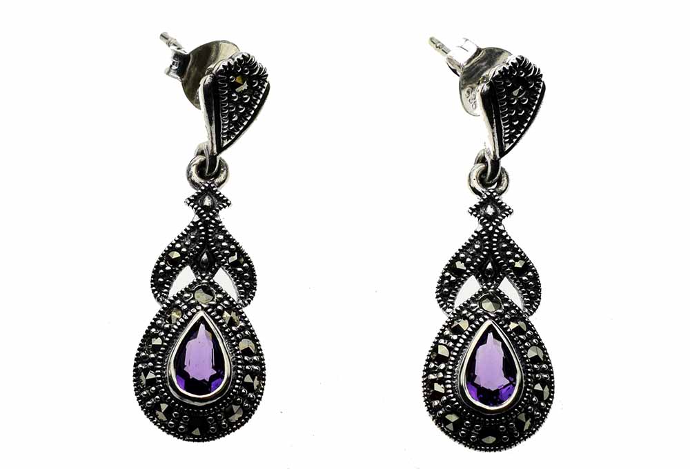 Silver Earring Marcasite Ame