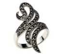 Silver Ring Marcasite Swirl