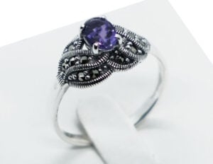 Silver Ring Marcasite Amethyst
