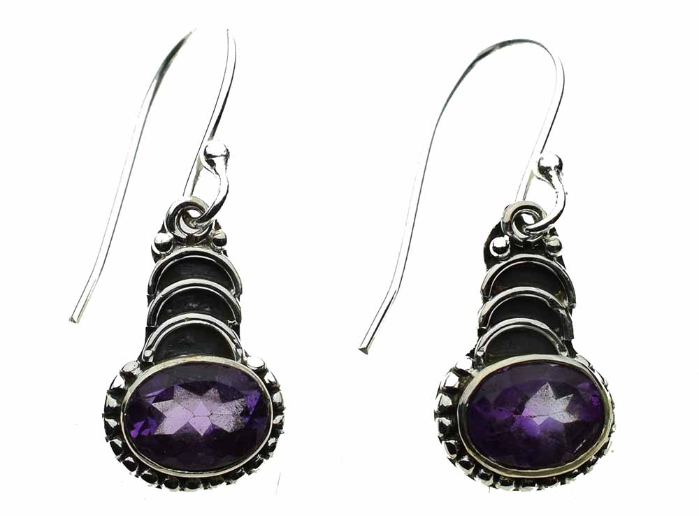 Silver Earring Oval Amethyst