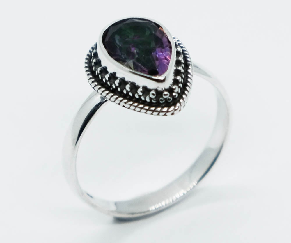 Silver Ring Mystic Quartz Cut