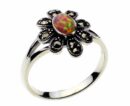 Silver Ring Marcasite Pink