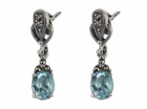 Silver Earring Marcasite Topaz