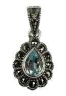 Silver Pendant Marcasite Topaz