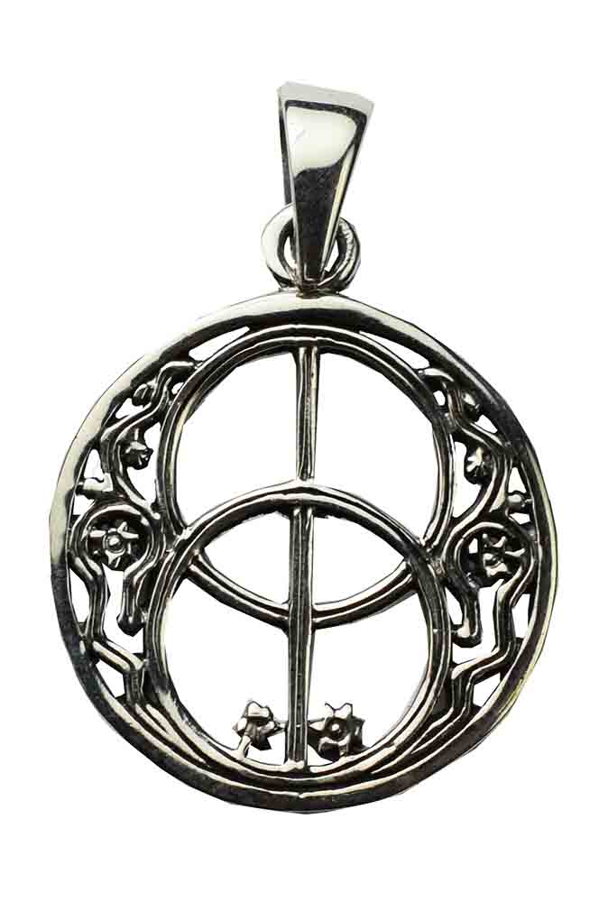 Silver Pendant Circles Floral