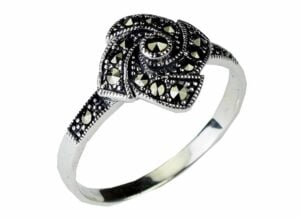 Silver Ring Marcasite Square