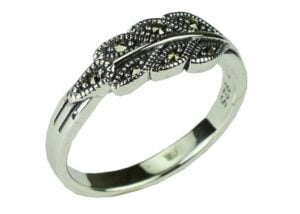 Silver Ring Marcasite Leaves