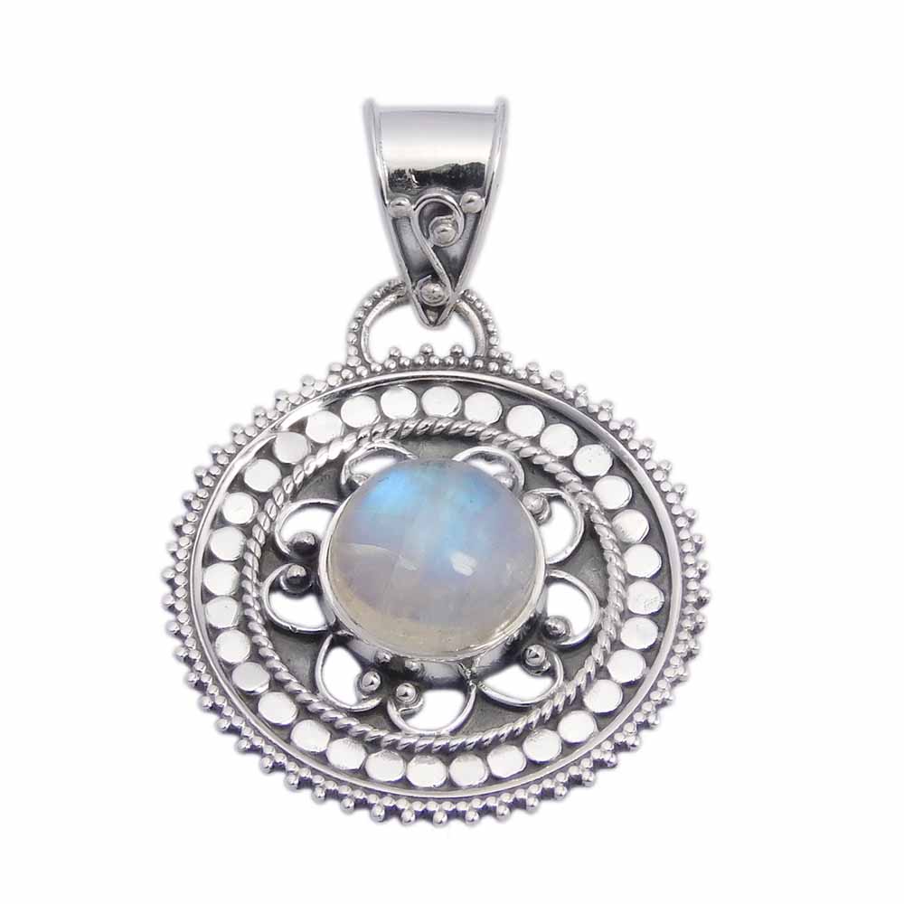 Silver Pendant Rainbow Stone