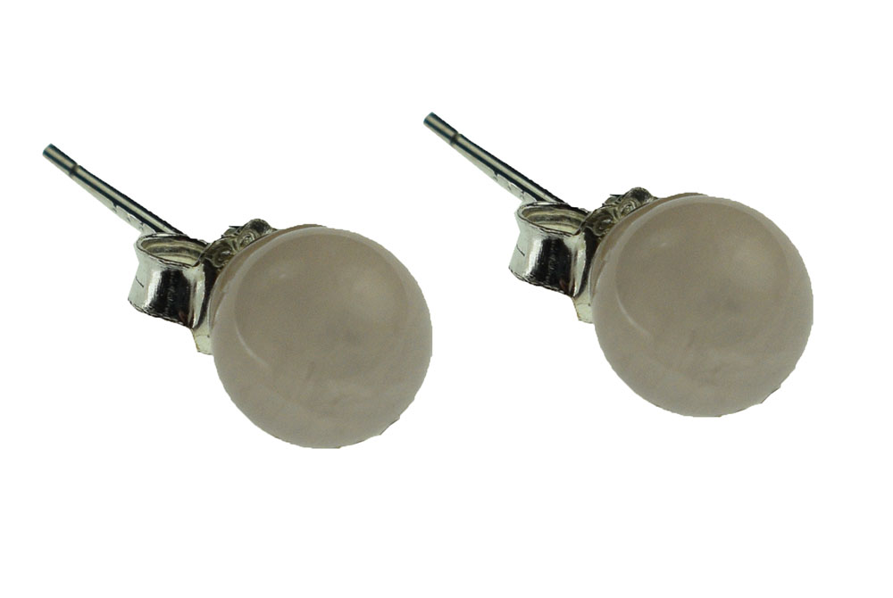 Silver Earring Stud Rose Quartz