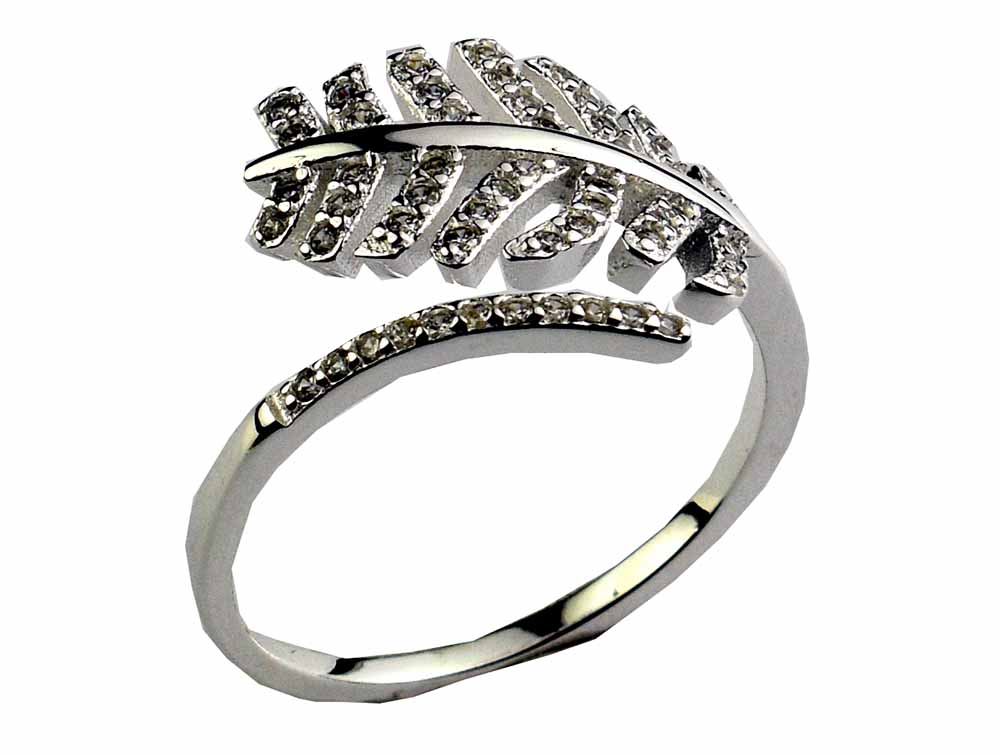 Silver Ring Band Feather