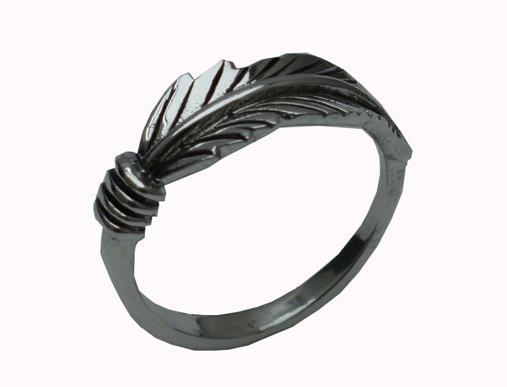 Silver Ring Feather
