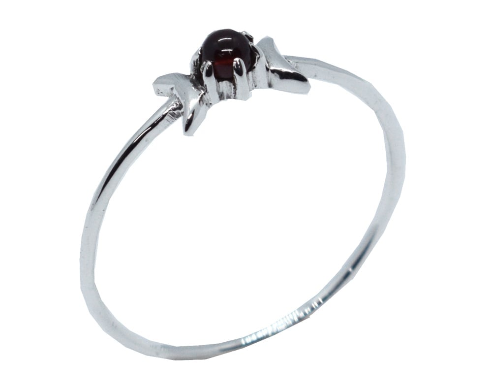 Silver Ring Garnet 2Halfmoon