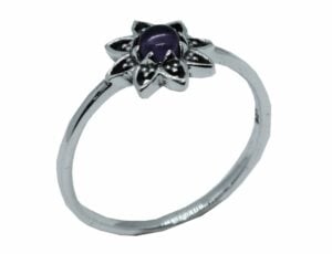 Silver Ring Flower Amethyst