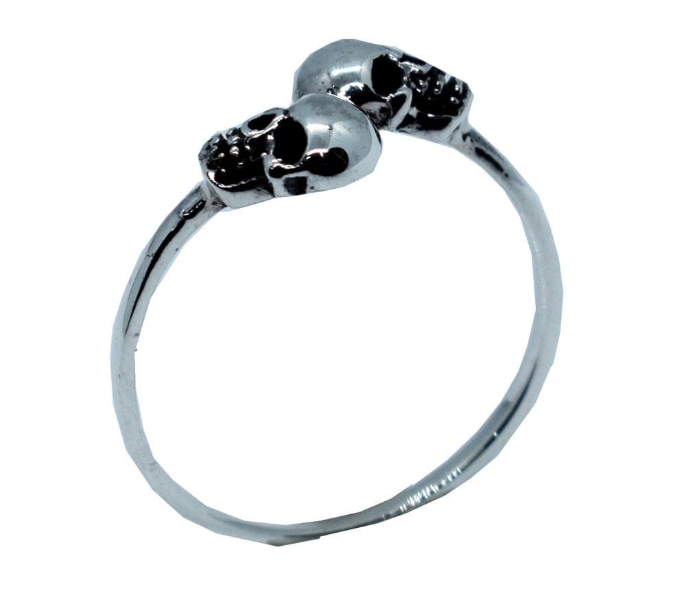 Silver Ring Double Skull