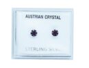 Silver Earring Stud Dark Red