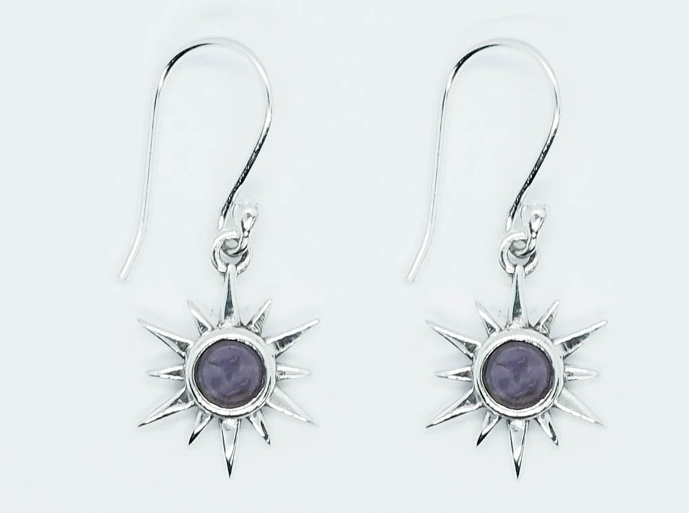 Silver Earring Star Amethyst