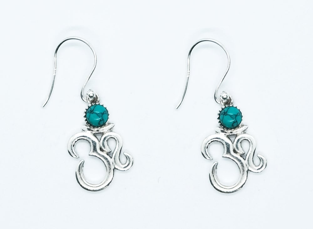 Silver Earring Om Turquiose