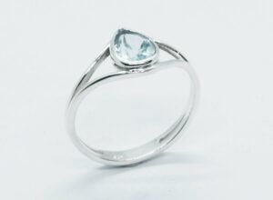 Silver Ring Pear Cut Blue Topaz