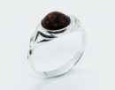 Silver Amber Ring Round 2.3g