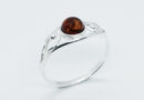Silver Amber Ring Round 1.4g